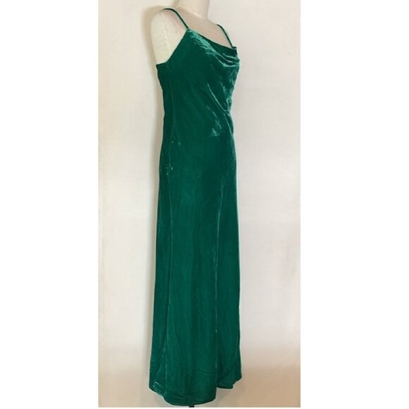 NEW RHODE JEMIMA VELVET SLIP STYLE MAXI DRESS IN EMERALD GREEN SIZE 6 - Picture 4 of 9